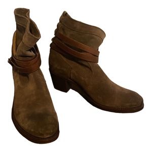 Frye‎ Women’s Jane Strapping Olive Green Suede Short Ankle Boots Sz 9 3476381